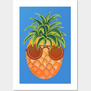 Cool pineapple with sunglasses Posters and Art